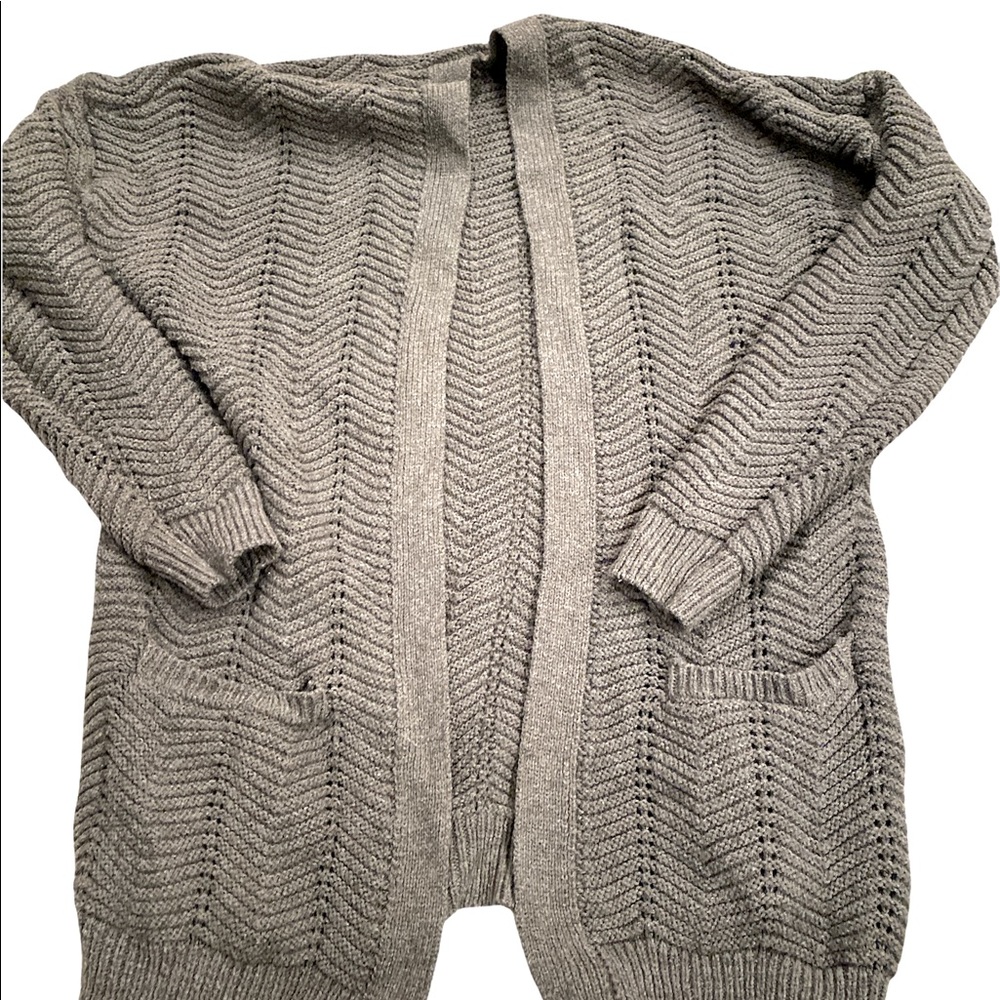 Gray-knit cardigan